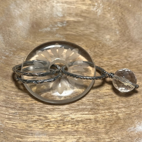 Silpada 925 Sterling Silver Etched Glass Crystal Round Donut Dangle Pendant - Picture 8 of 15